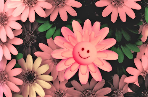 Bunte Bluemchen, die froehlich lachen